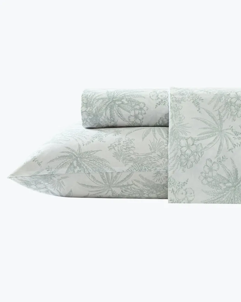 Tommy Bahama Pen and Ink 4-Piece King Sheet Set Spring Green Hot