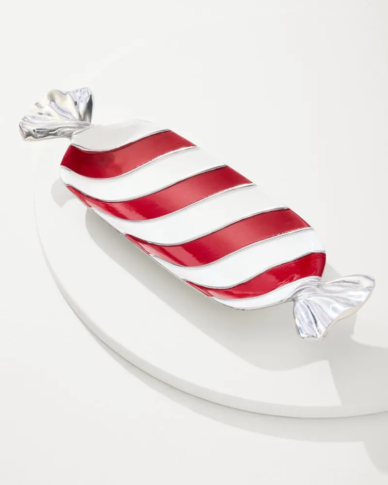 Tommy Bahama Peppermint Candy Dish Red/White Discount