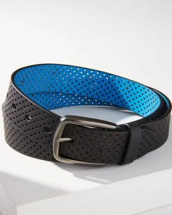 Tommy Bahama Perforated Rubberized Performance Belt Black Outlet
