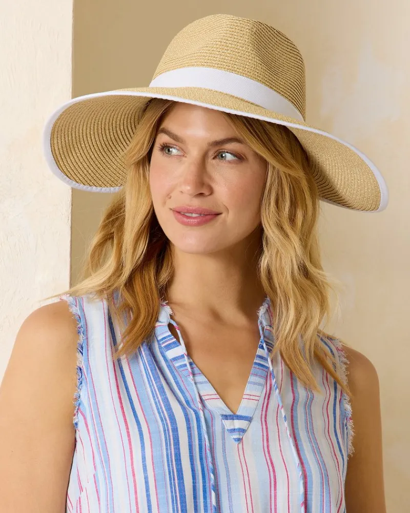 Tommy Bahama Pinched-Crown Face Saver Hat Natural/White Outlet