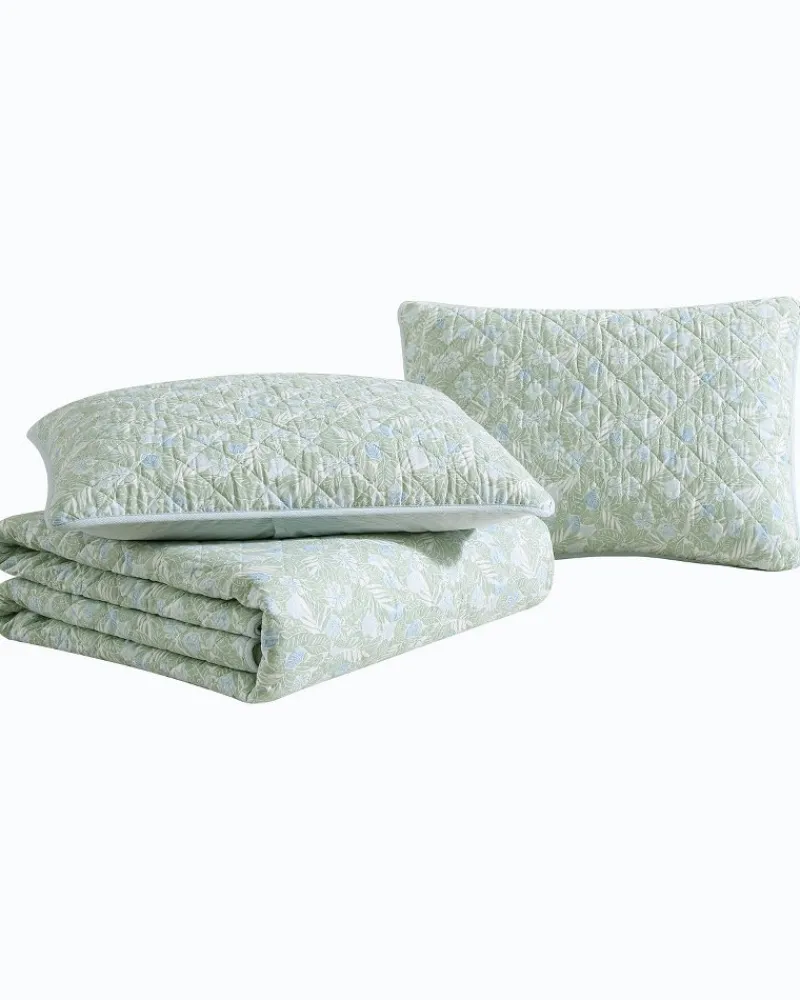 Tommy Bahama Pineapple Bloom Reversible 2-Piece Twin Quilt Set Green New