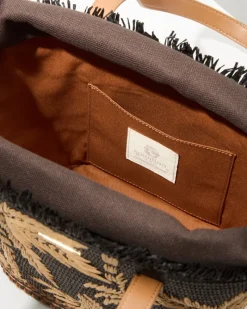 Tommy Bahama Raffia Palms Small Tote Black Multi Sale