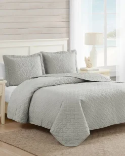 Tommy Bahama Raffia Solid 2-Piece Twin Quilt Set Grey Best