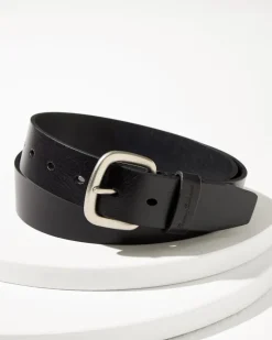 Tommy Bahama Raw Edge Leather Belt Black Outlet