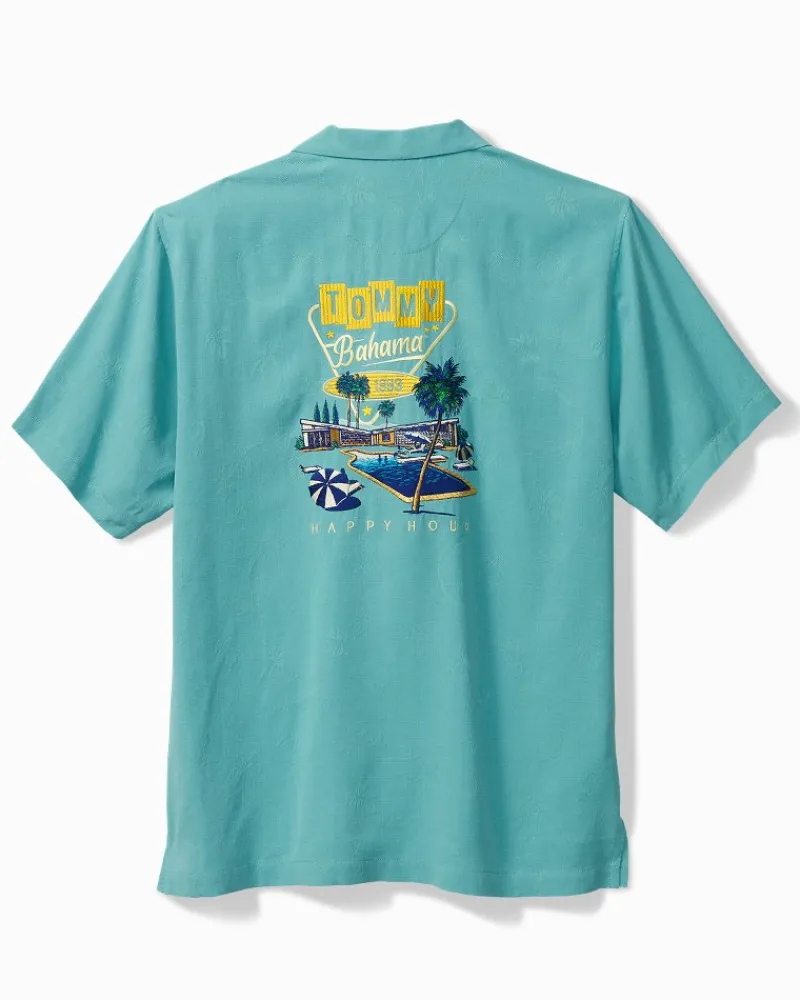 Tommy Bahama Retro Lounge Silk Camp Shirt Como Blue