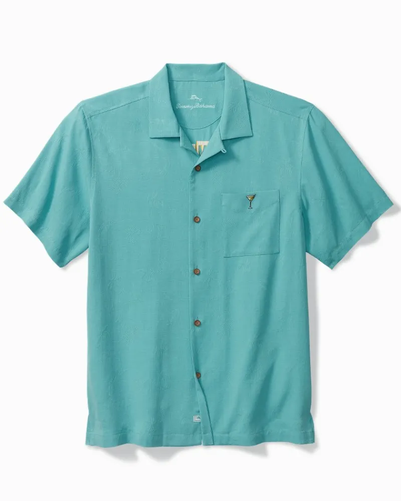 Tommy Bahama Retro Lounge Silk Camp Shirt Como Blue
