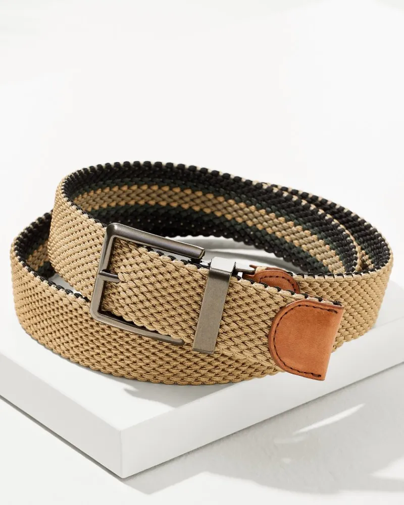 Tommy Bahama Reversible Stretch Cord Belt Khaki Clearance