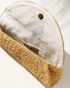 Tommy Bahama Rimini Raffia Clutch Natural/Silver New