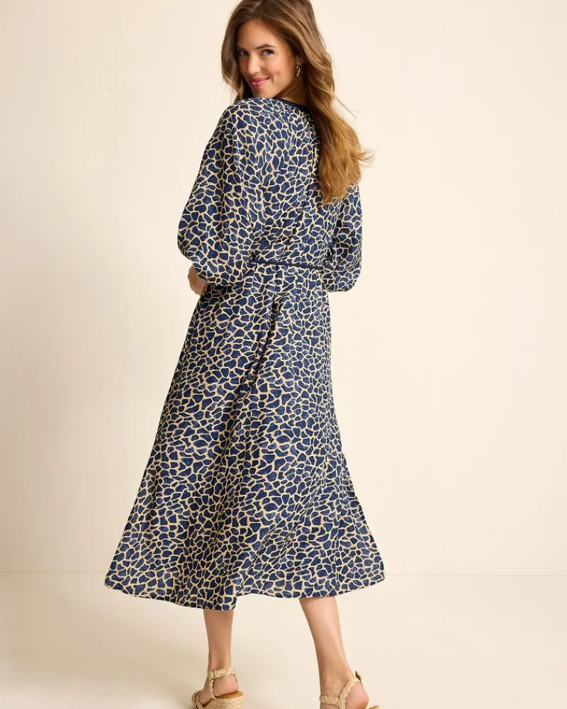 Tommy Bahama Safari Spots Midi Dress Island Navy Hot