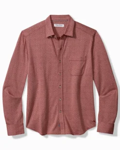 Tommy Bahama San Lucio Diamond Isles Stretch Knit Shirt Rose Red Hot