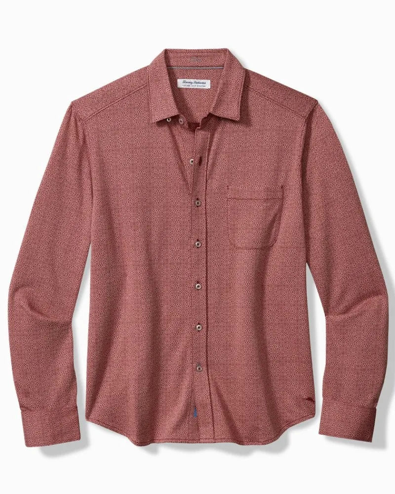 Tommy Bahama San Lucio Diamond Isles Stretch Knit Shirt Rose Red Hot