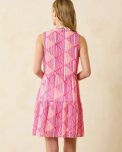Tommy Bahama Sandbar Stripe Coverup Dress Passion Pink Hot