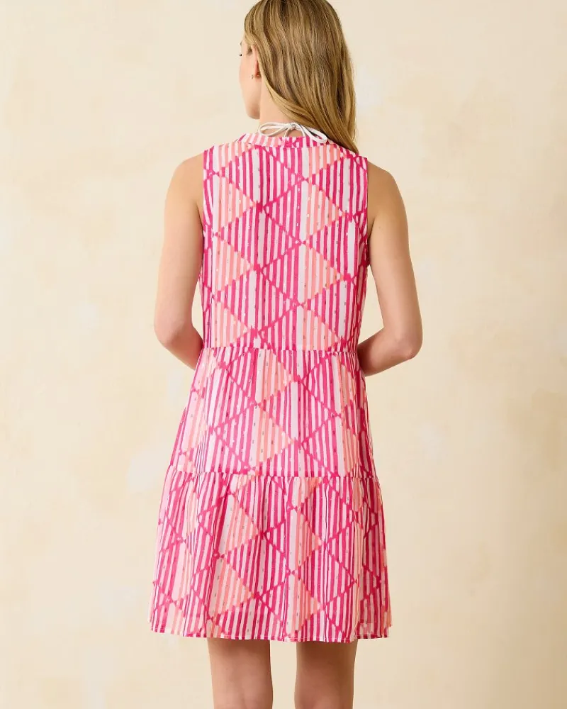 Tommy Bahama Sandbar Stripe Coverup Dress Passion Pink Hot