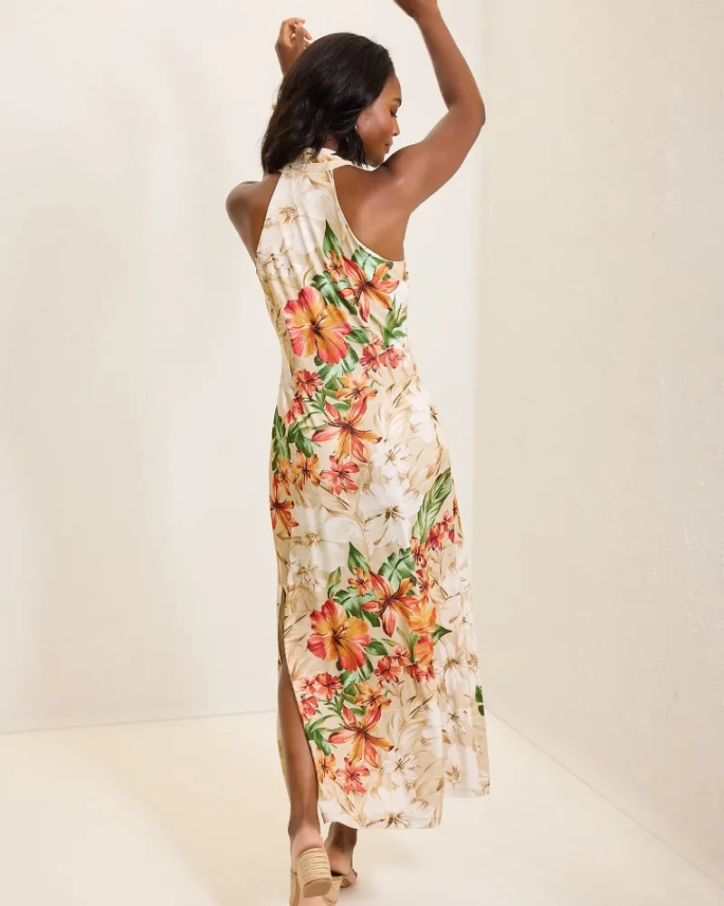 Tommy Bahama Sandy Solar Bloom Maxi Dress Travertine New