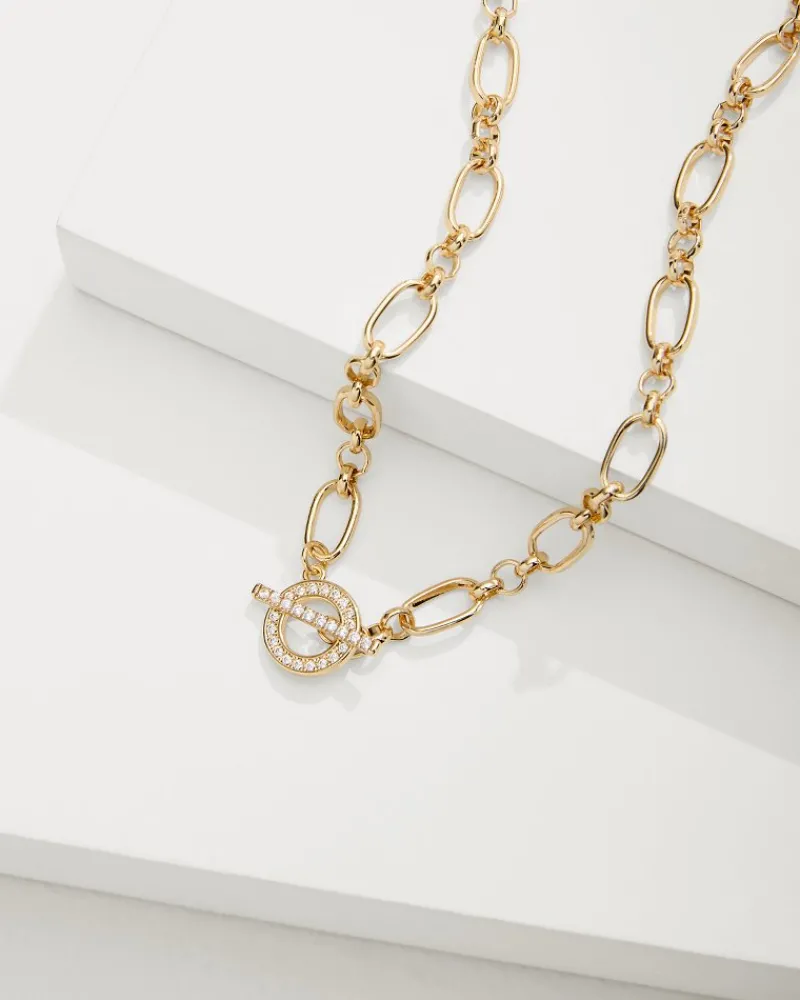 Tommy Bahama Sanibel Island Crystal Link Necklace Gold