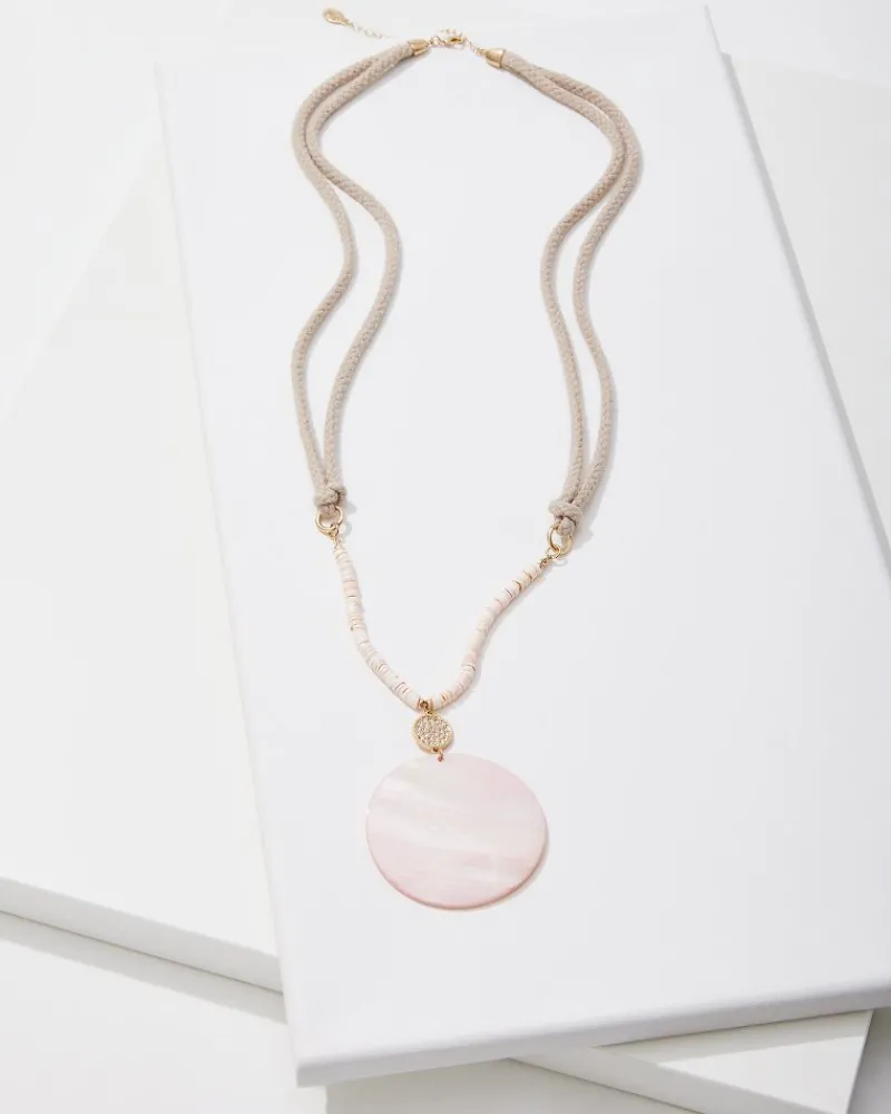 Tommy Bahama Sanibel Island Large Mother-of-Pearl Pendant Necklace Pink Discount