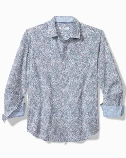 Tommy Bahama Sarasota Stretch Blue Flora IslandZone® Shirt Glass Bead Blue Hot