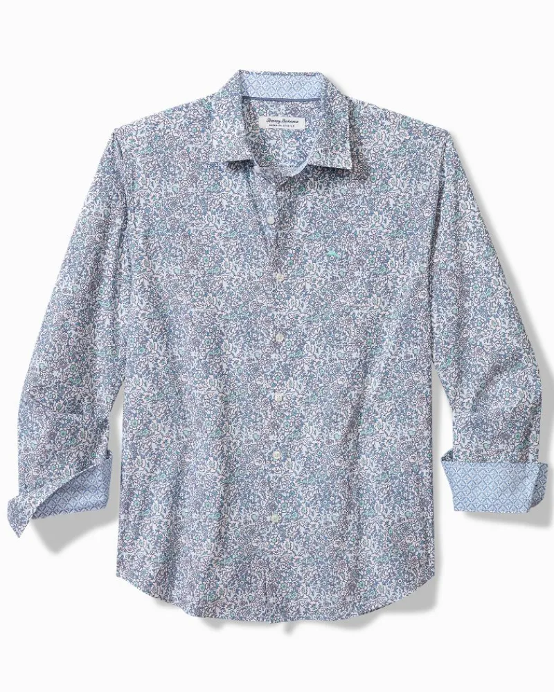Tommy Bahama Sarasota Stretch Blue Flora IslandZone® Shirt Glass Bead Blue Hot