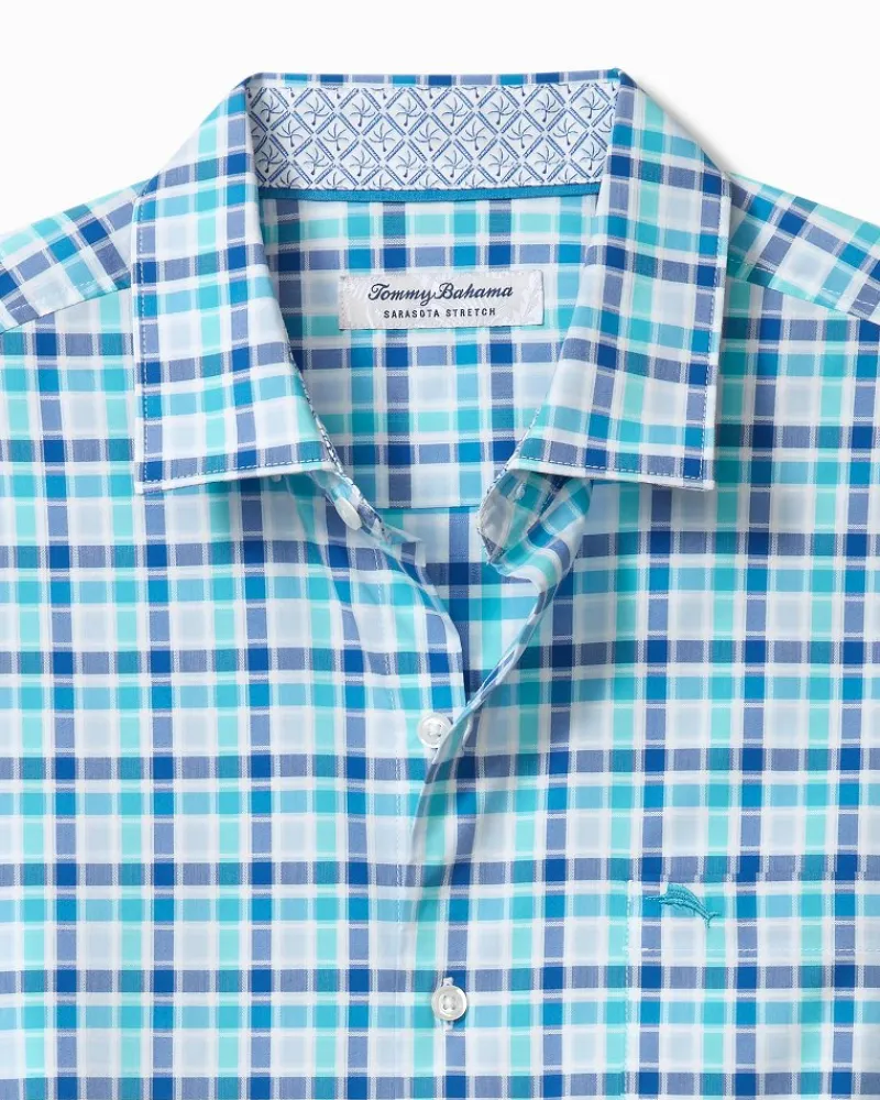 Tommy Bahama Sarasota Stretch St. Kitts Check IslandZone® Shirt Cobalt Craze Discount