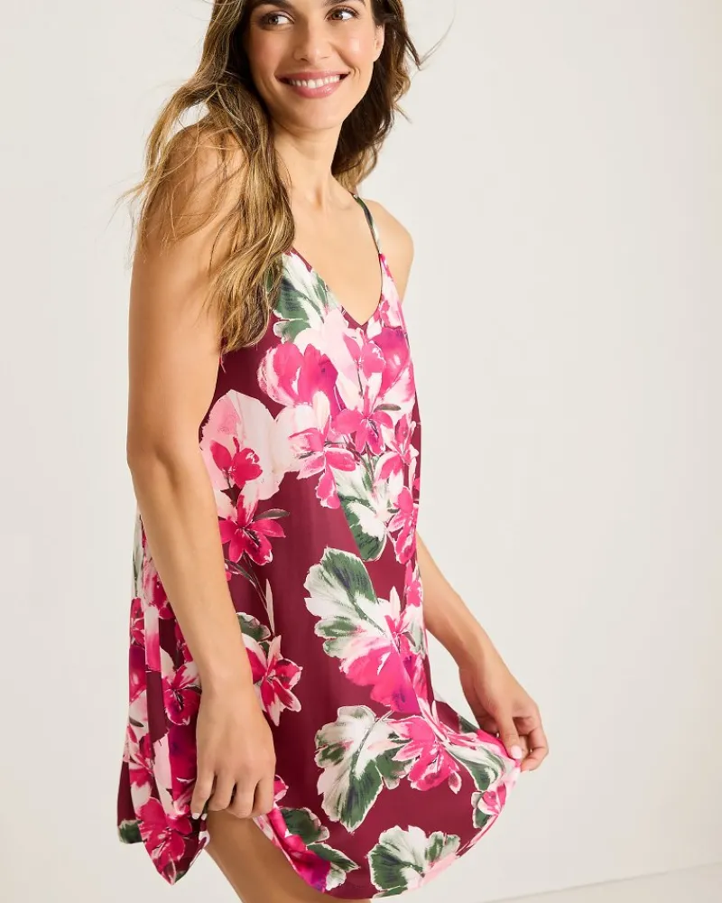 Tommy Bahama Satin Short Chemise Fuchsia Pink Clearance
