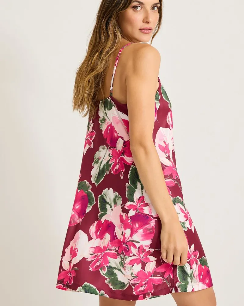 Tommy Bahama Satin Short Chemise Fuchsia Pink Clearance