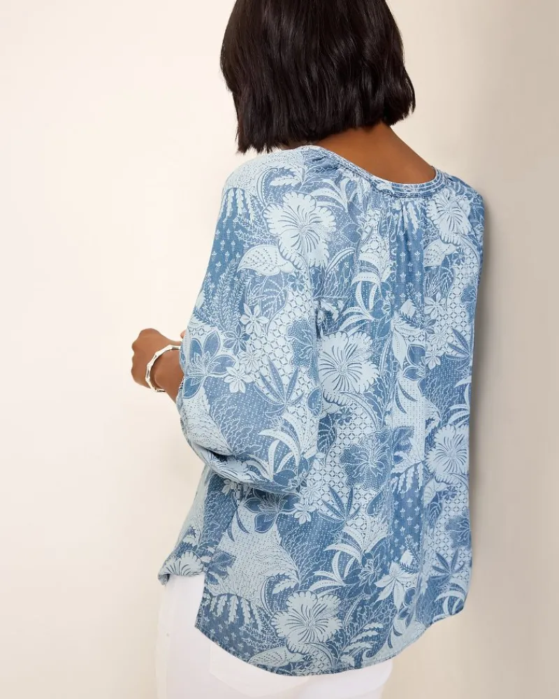 Tommy Bahama Secret Inlet 3/4-Sleeve Top Med Marina Wash Discount