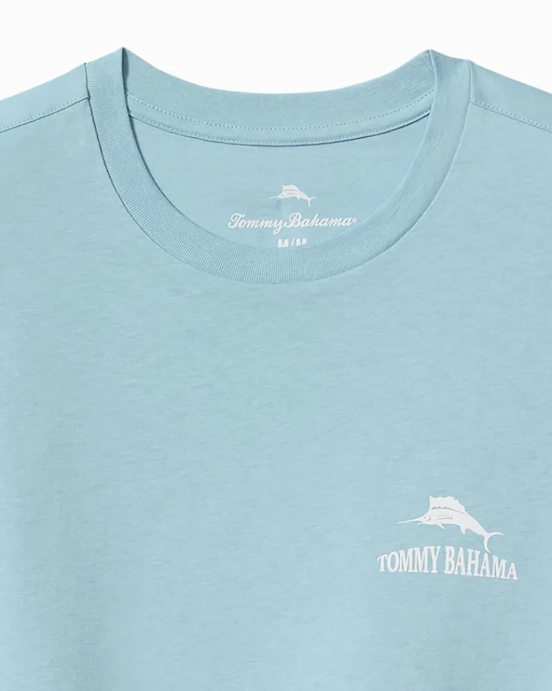 Tommy Bahama Shark Dressed Man Graphic T-Shirt Blue Stream Sale