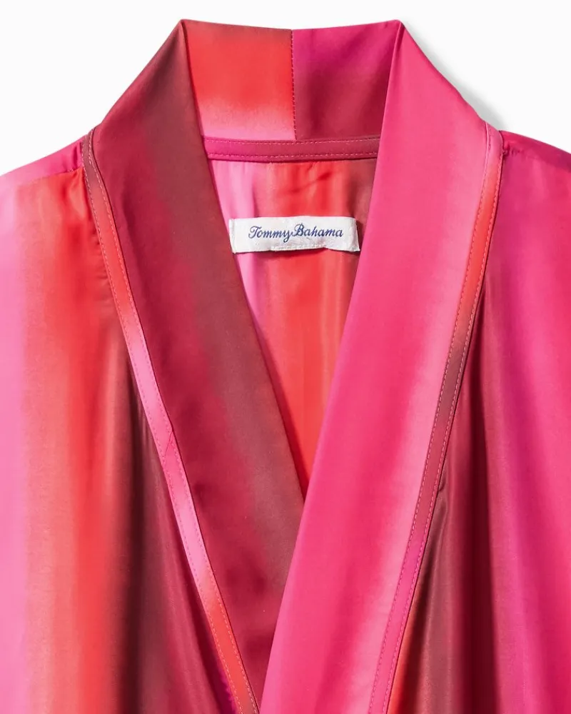 Tommy Bahama Short Satin Robe Burgundy Sale