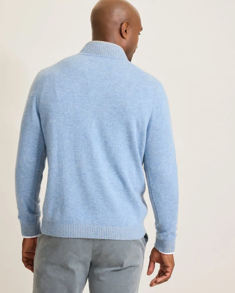 Tommy Bahama Soft Sands Cashmere Button-Mock Sweater Mystical Blue Best