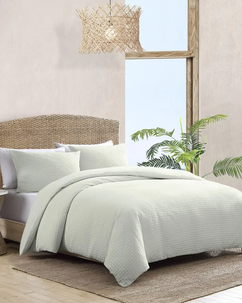Tommy Bahama Solid Basketweave 3-Piece King Comforter Set Sage Clearance