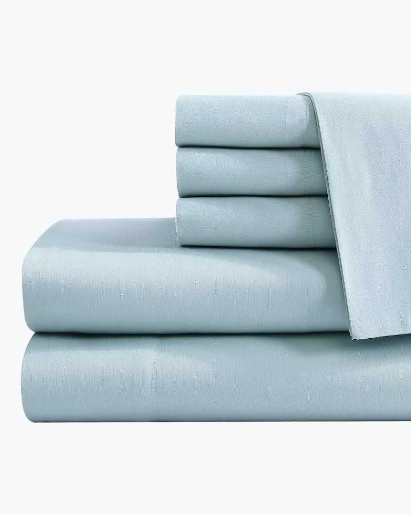 Tommy Bahama Solid Sateen 6-Piece Queen Sheet Set Blue Clearance