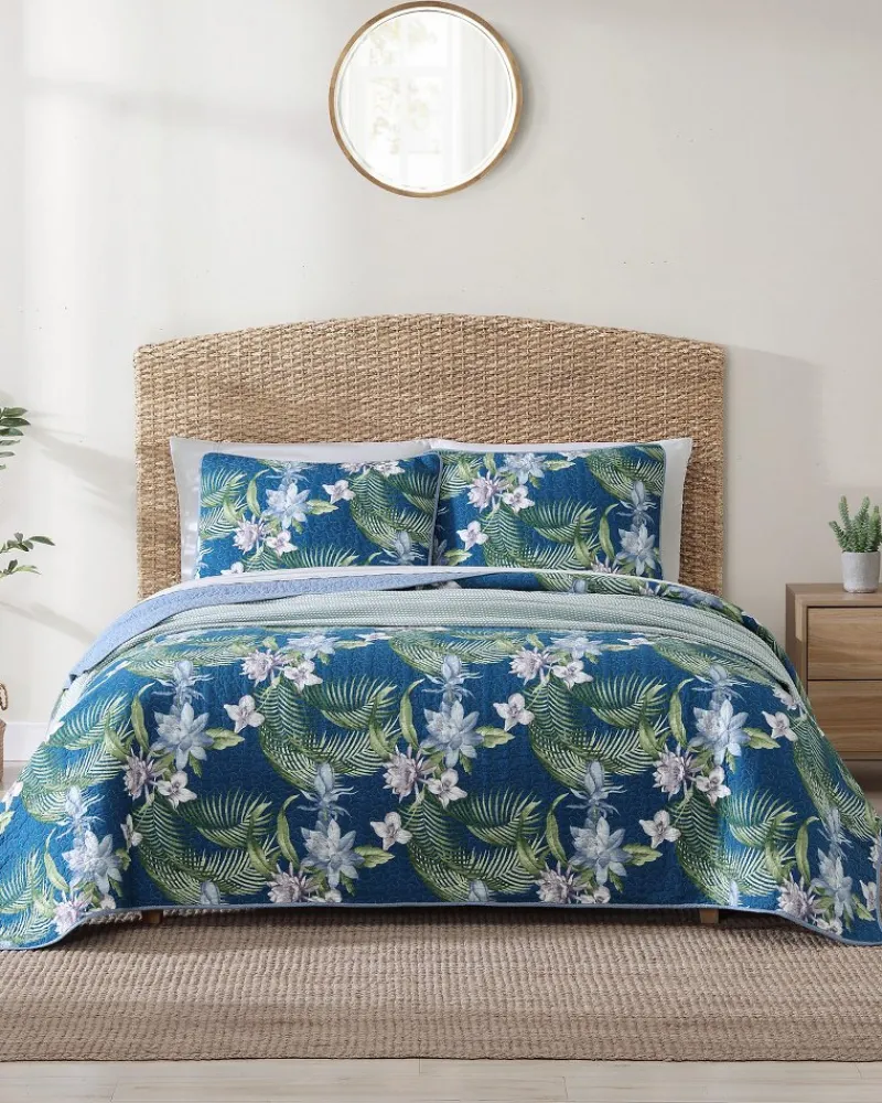 Tommy Bahama Southern Breeze 3-Piece Full/Queen Quilt Set Blue Sale