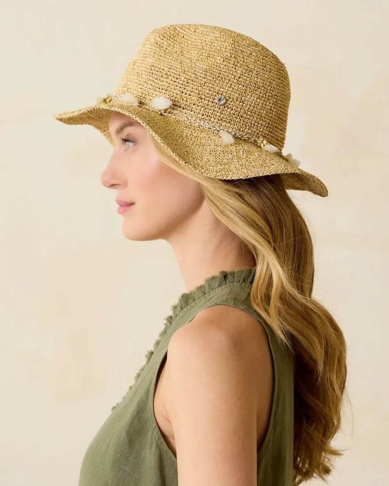 Tommy Bahama Taylor Straw Raffia Lux Hat Natural/Gold/White Clearance