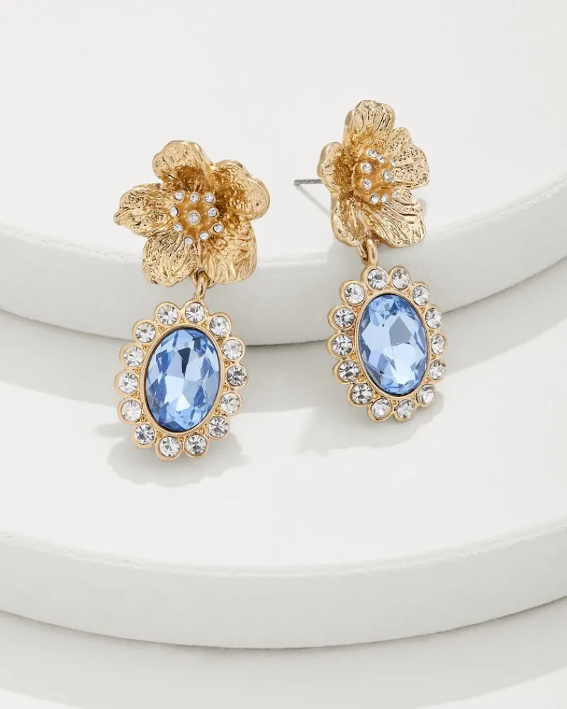 Tommy Bahama Tidal Treasure Floral Statement Drop Earrings Gold Hot