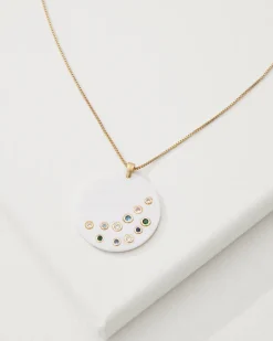 Tommy Bahama Tidal Treasure Mother of Pearl Disc Pendant Necklace Gold Discount