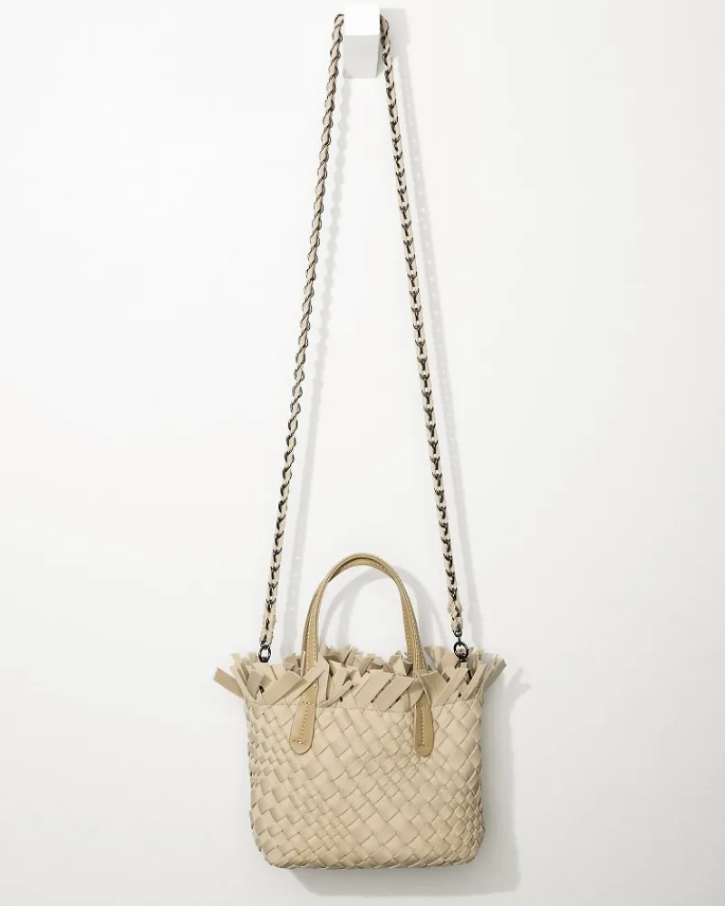 Tommy Bahama Tiny Mini Fringe Woven Tote Sand Hot