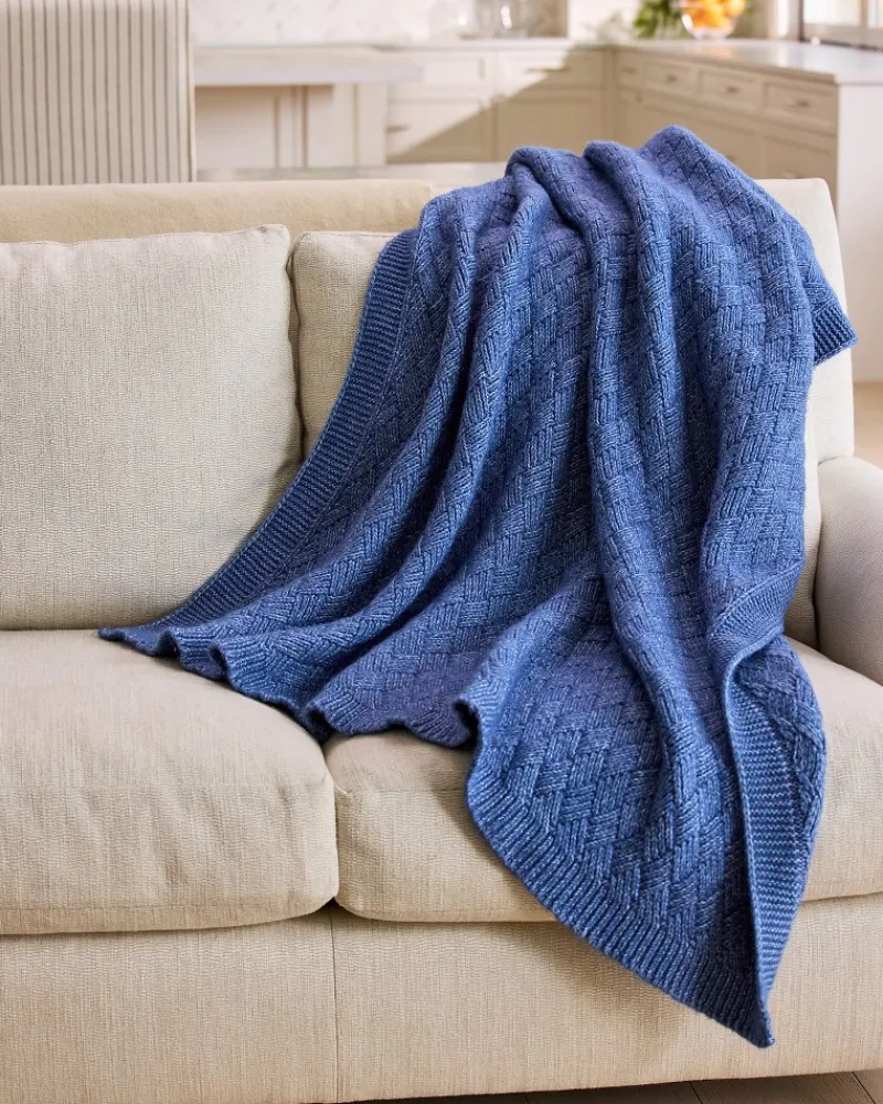 Tommy Bahama Treillage Knit Throw Blue Best