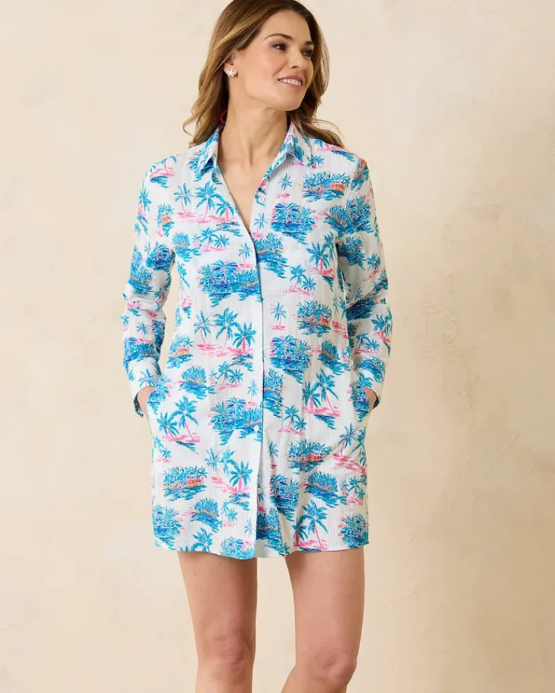 Tommy Bahama Tropical Oasis Boyfriend Beach Shirt White Best