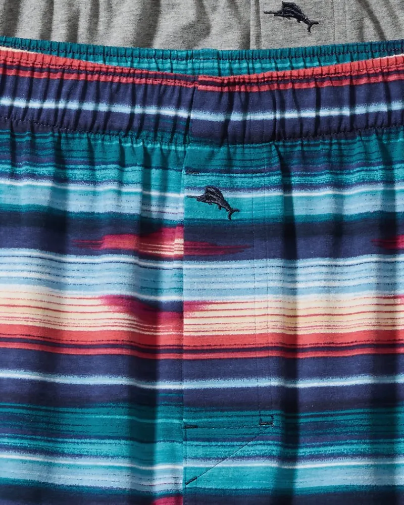 Tommy Bahama Tropical Print & Solid Knit Boxers—2-Pack Dark Navy Online