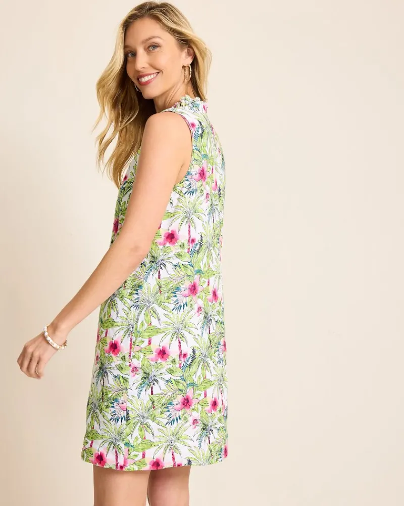 Tommy Bahama Two Palms Coastal Palms Linen Shift Dress White New