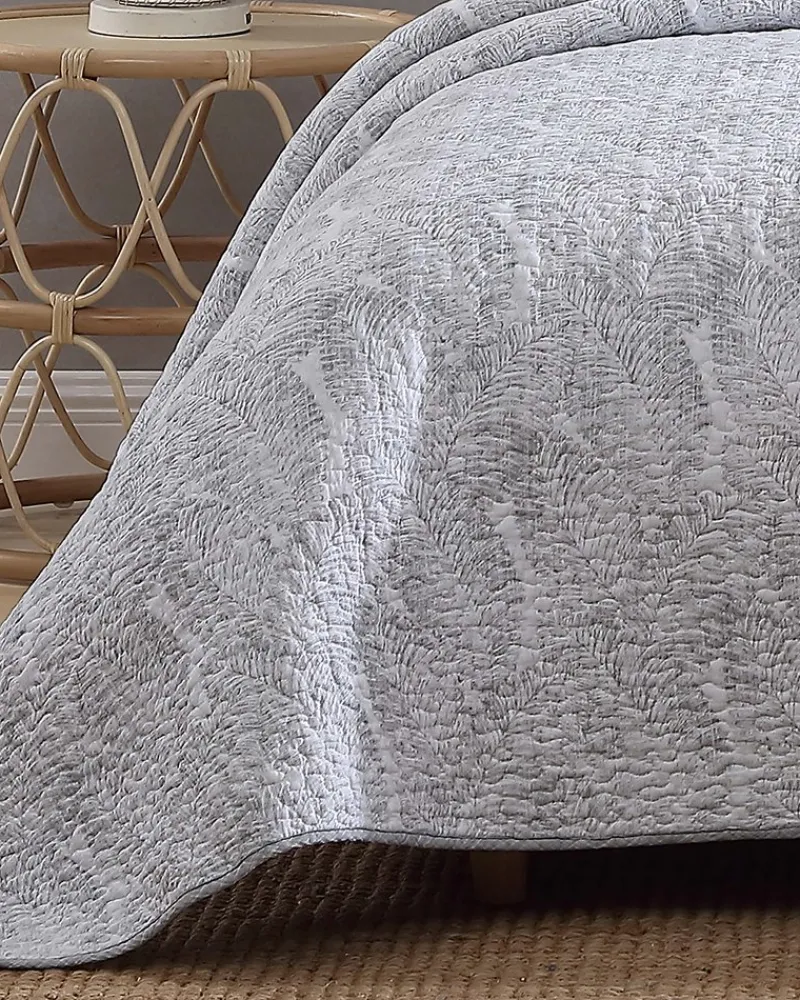 Tommy Bahama Water Leaves 2-Piece Twin Quilt Set Grey Discount