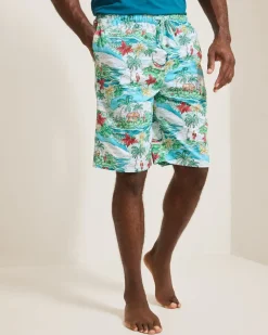 Tommy Bahama Woven Tropical Print Pajama Shorts Big Sky Blue Best