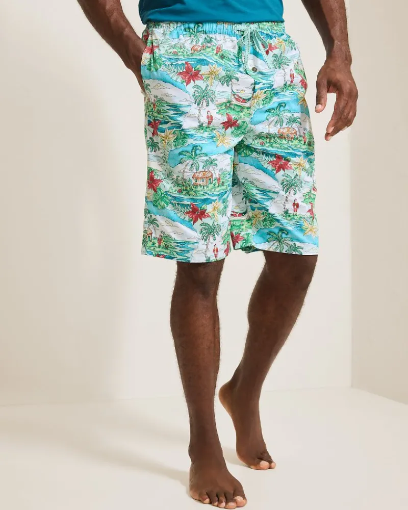 Tommy Bahama Woven Tropical Print Pajama Shorts Big Sky Blue Best
